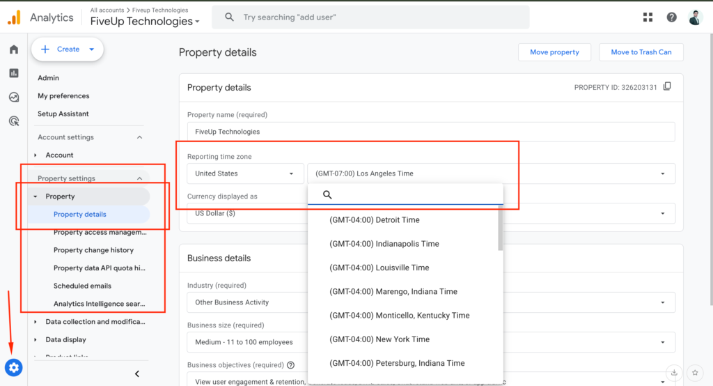 Google Analytics Time Zone Settings on Real Account