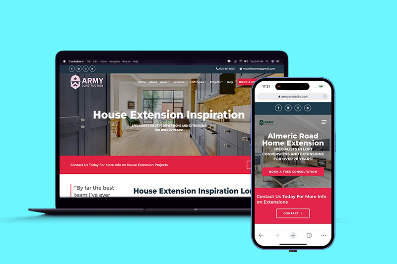 armyprojects.com Construction Services Website